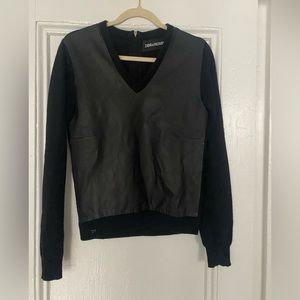 Zadig & Voltaire Deluxe Cashmere & Leather sweater